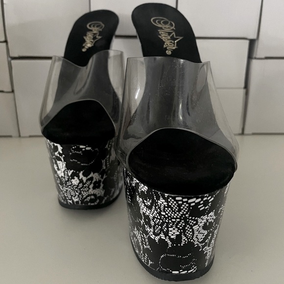 ♥️Transparent Lace Design Platform High Heels. Size 6 - Picture 4 of 4